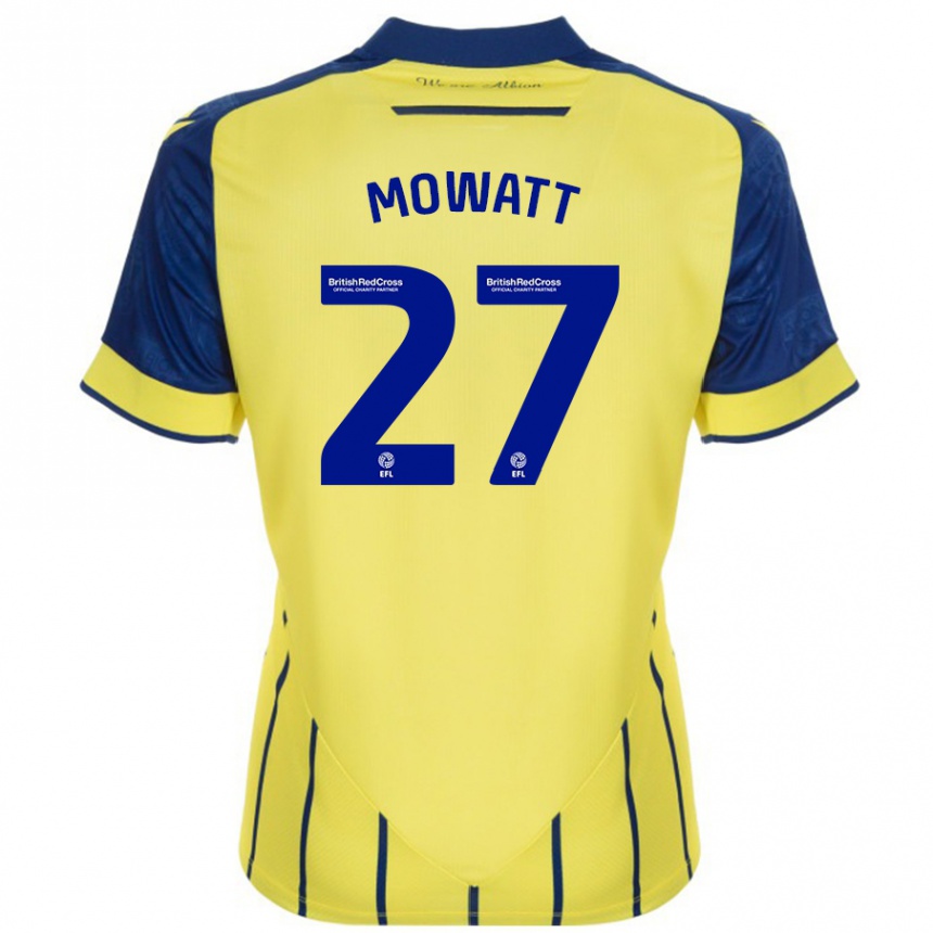 Men Football Alex Mowatt #27 Yellow Blue Away Jersey 2024/25 T-Shirt Canada