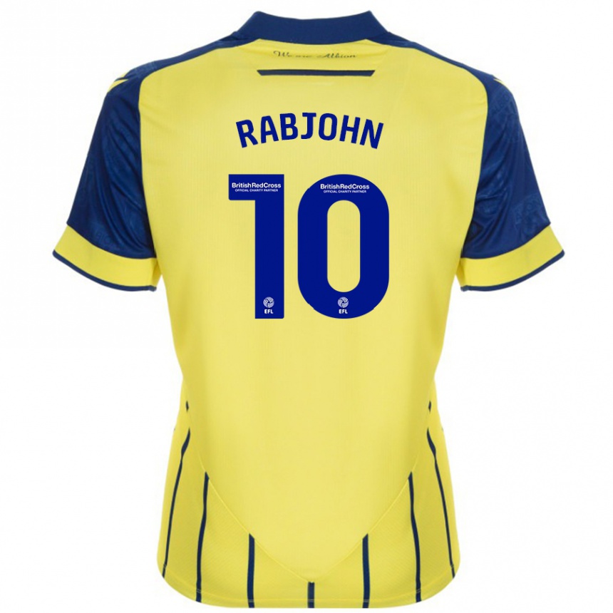 Men Football Olivia Rabjohn #10 Yellow Blue Away Jersey 2024/25 T-Shirt Canada