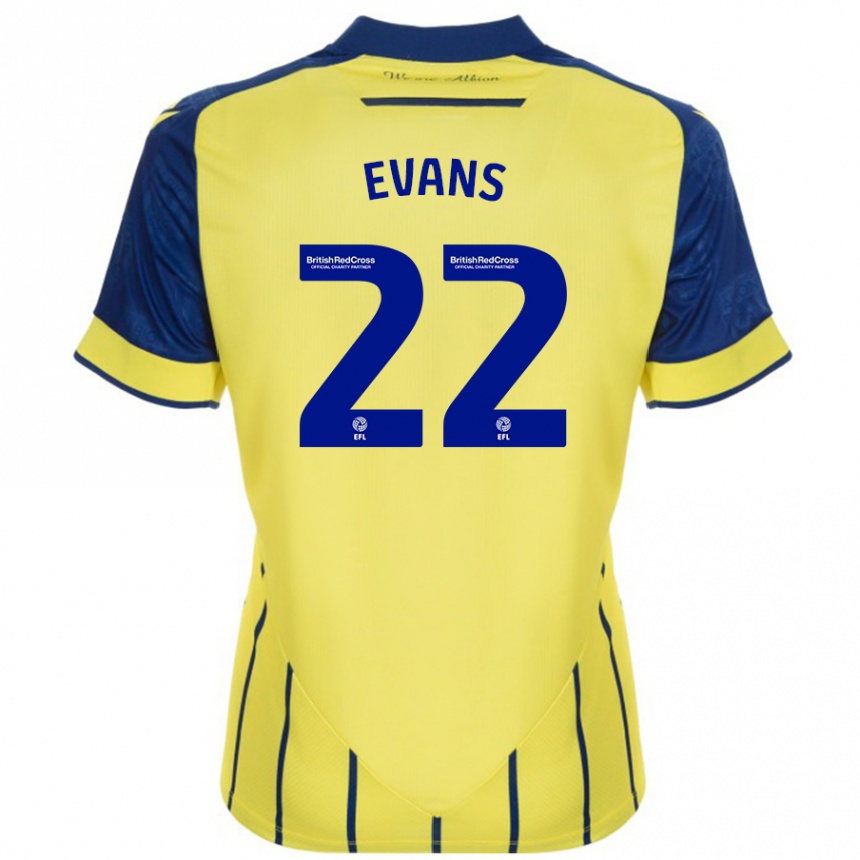 Homme Football Maillot Kate Evans #22 Jaune Bleu Tenues Extérieur 2024/25 Canada