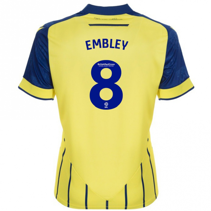 Men Football Rosie Embley #8 Yellow Blue Away Jersey 2024/25 T-Shirt Canada