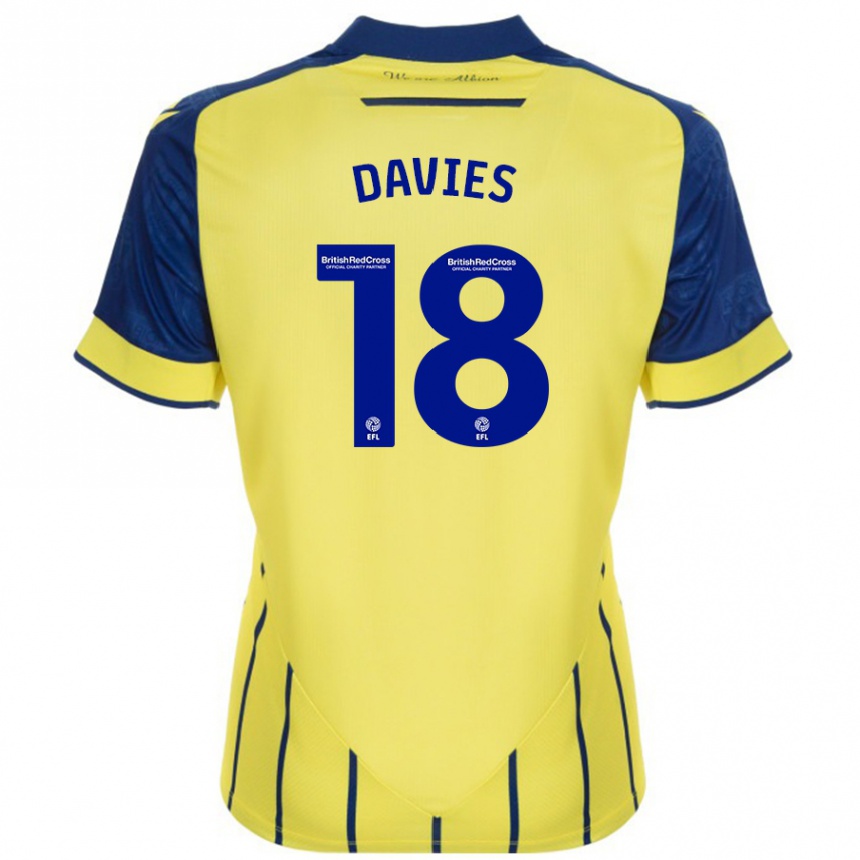 Men Football Jessica Davies #18 Yellow Blue Away Jersey 2024/25 T-Shirt Canada