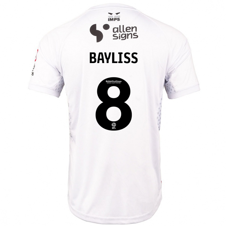 Men Football Tom Bayliss #8 Red White Away Jersey 2024/25 T-Shirt Canada