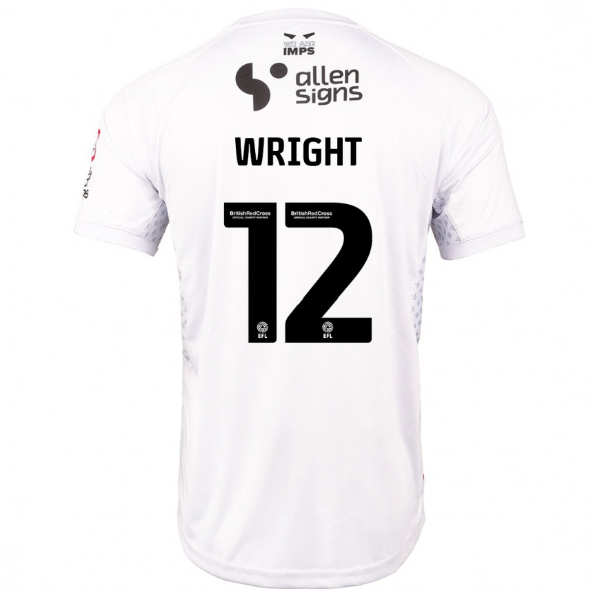 Men Football Jordan Wright #12 Red White Away Jersey 2024/25 T-Shirt Canada