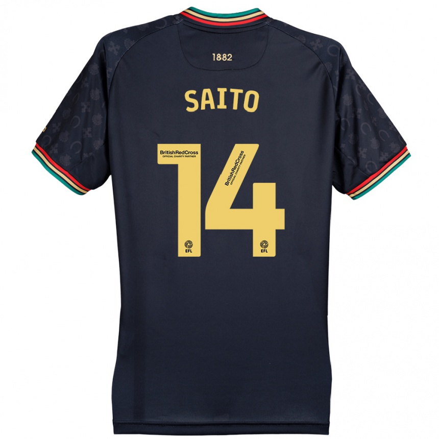 Men Football Koki Saito #14 Dark Navy Blue Away Jersey 2024/25 T-Shirt Canada