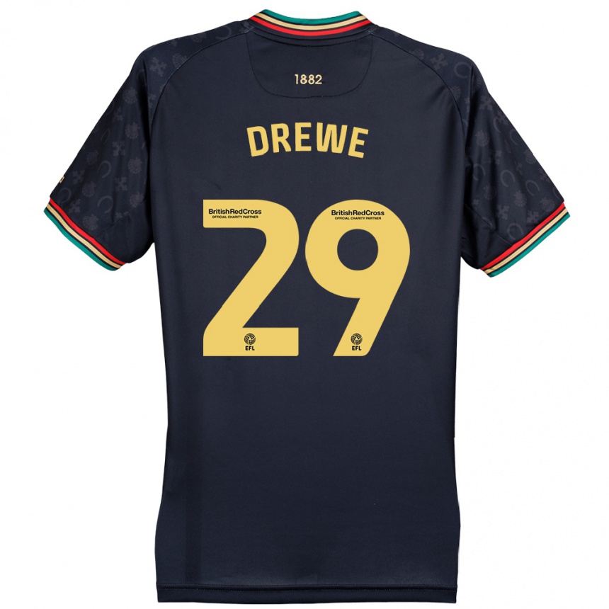 Men Football Aaron Drewe #29 Dark Navy Blue Away Jersey 2024/25 T-Shirt Canada