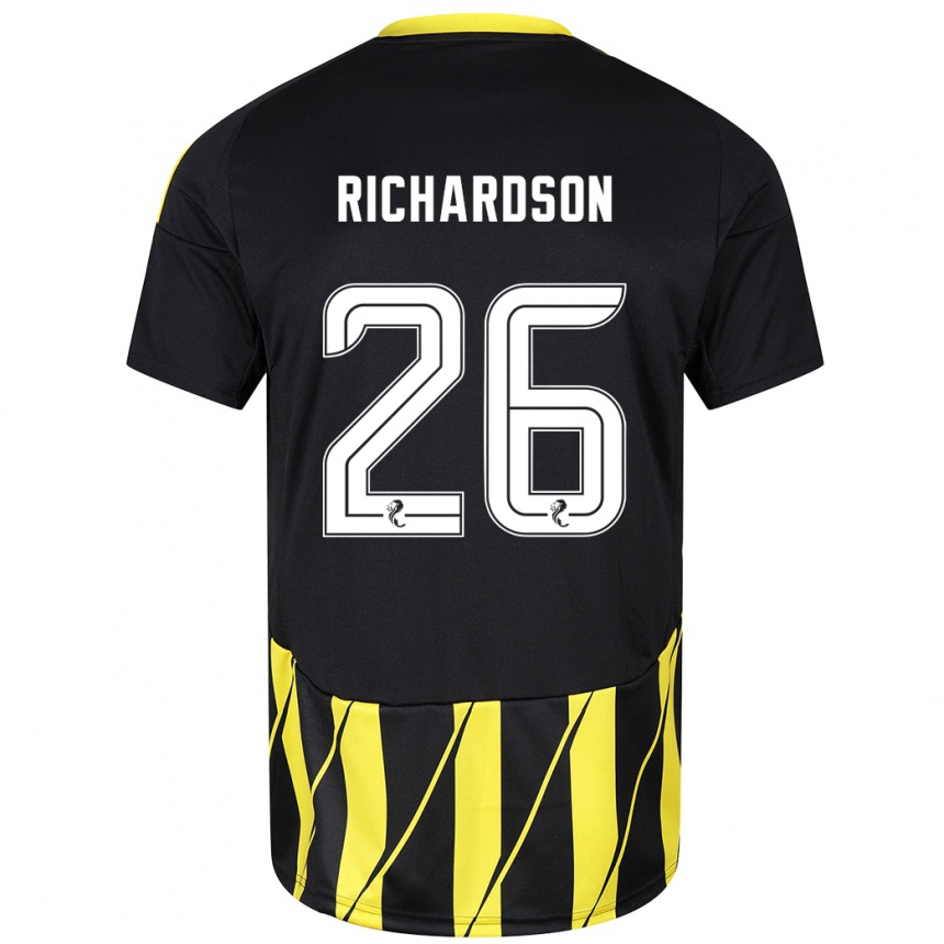 Men Football Jayden Richardson #26 Black Yellow Away Jersey 2024/25 T-Shirt Canada