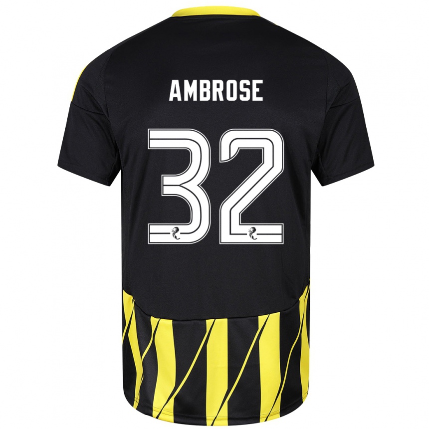 Men Football Peter Ambrose #32 Black Yellow Away Jersey 2024/25 T-Shirt Canada