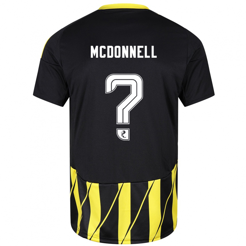 Men Football Noah Mcdonnell #0 Black Yellow Away Jersey 2024/25 T-Shirt Canada