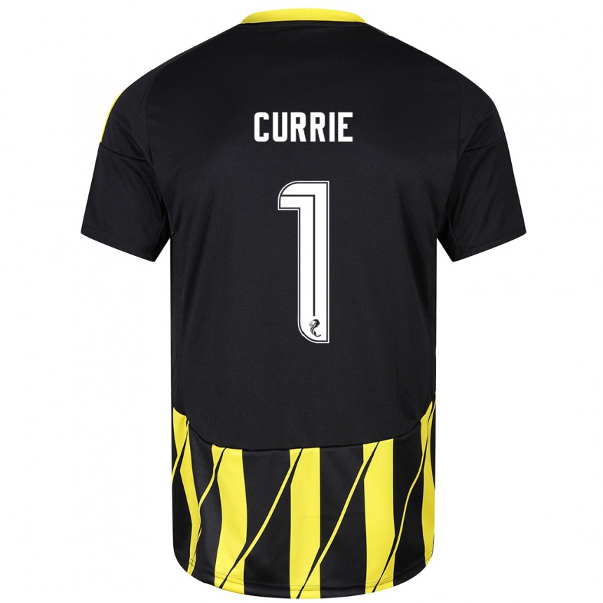 Men Football Jennifer Currie #1 Black Yellow Away Jersey 2024/25 T-Shirt Canada