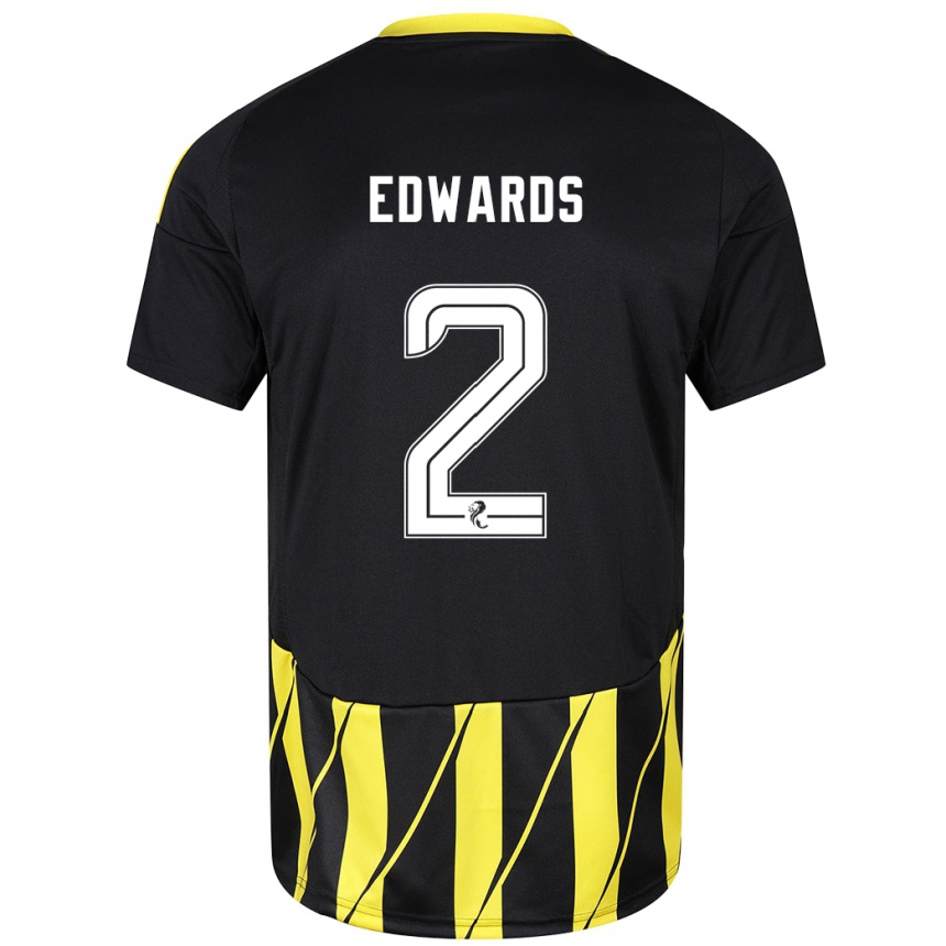 Men Football Lois Edwards #2 Black Yellow Away Jersey 2024/25 T-Shirt Canada