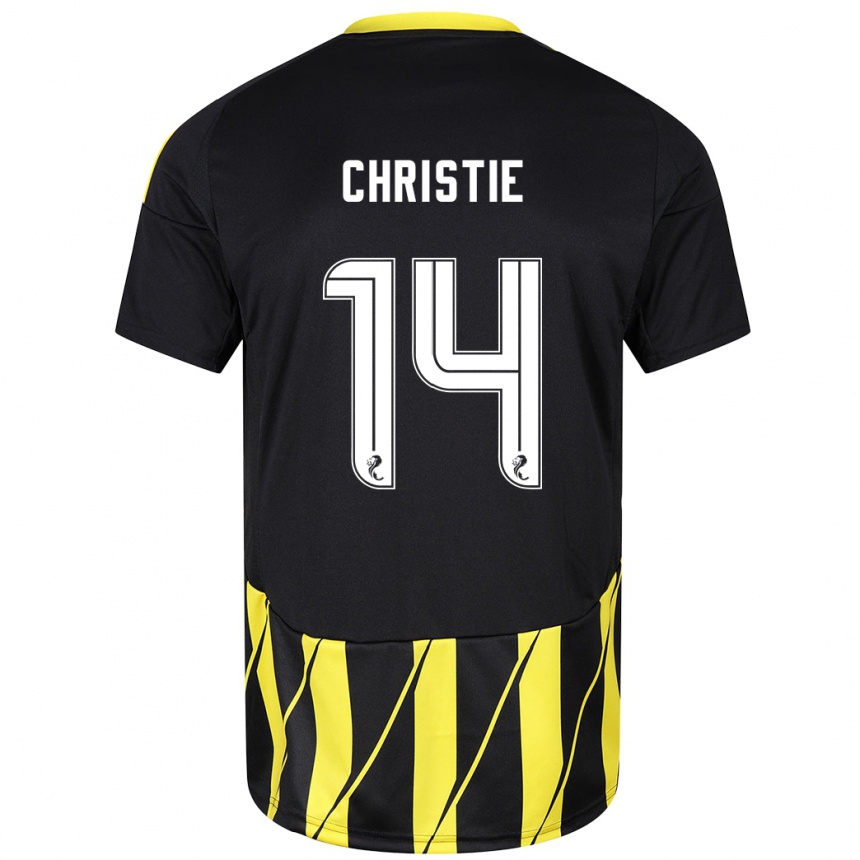 Men Football Mya Christie #14 Black Yellow Away Jersey 2024/25 T-Shirt Canada