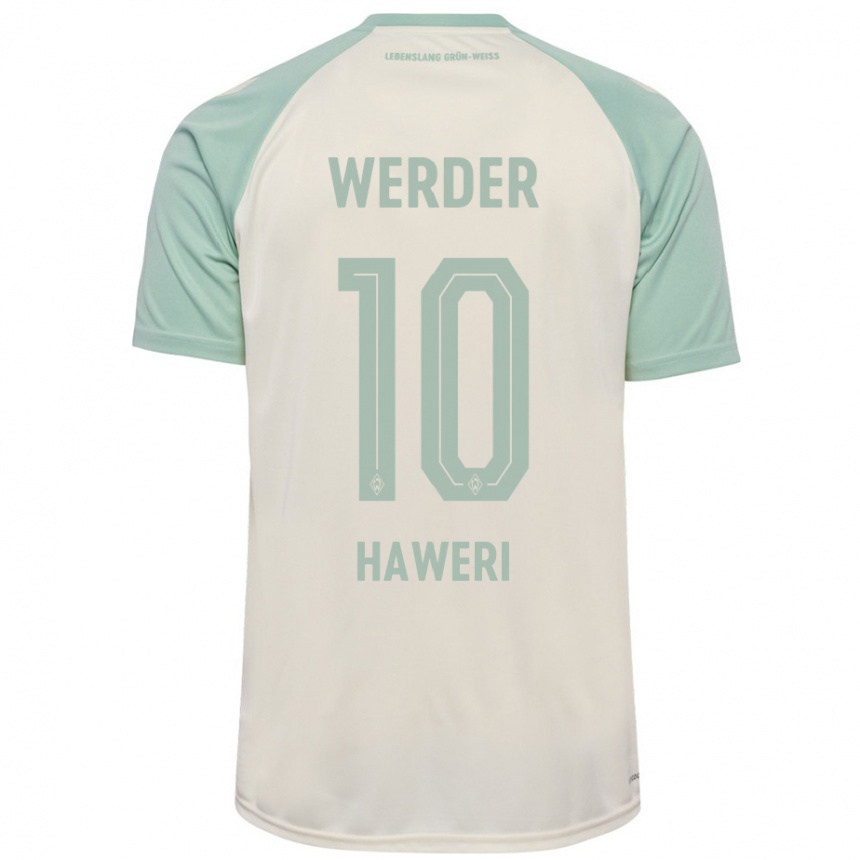 Men Football Adrian Haweri #10 Off-White Light Green Away Jersey 2024/25 T-Shirt Canada