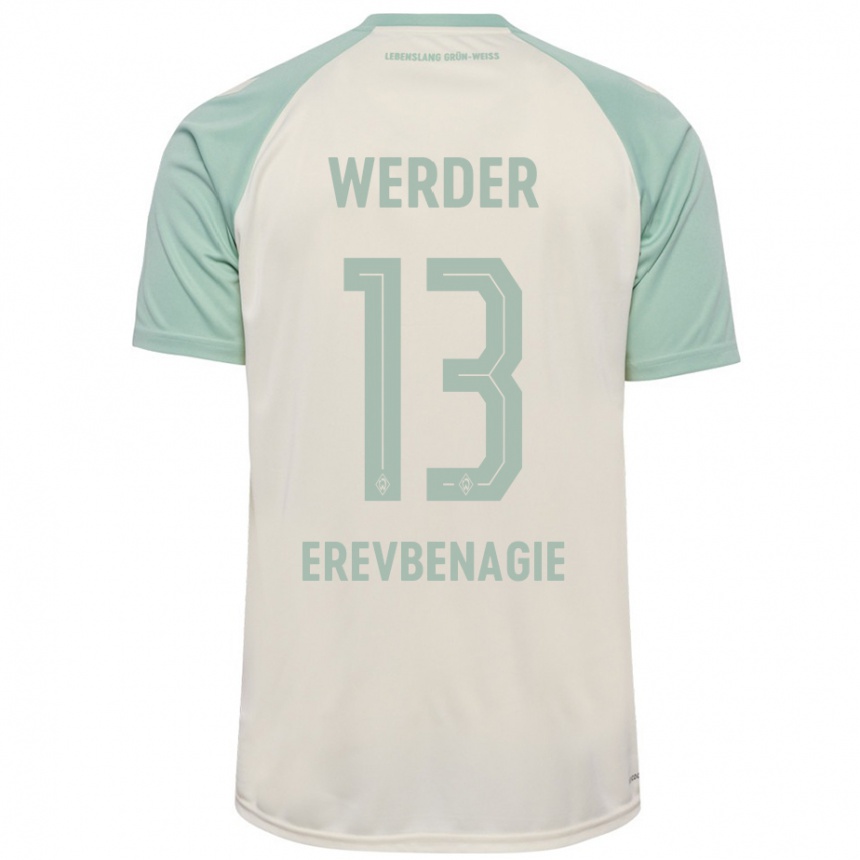 Homme Football Maillot Paul Erevbenagie #13 Blanc Cassé Vert Clair Tenues Extérieur 2024/25 Canada