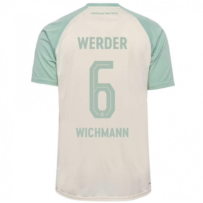 Men Football Reena Wichmann #6 Off-White Light Green Away Jersey 2024/25 T-Shirt Canada