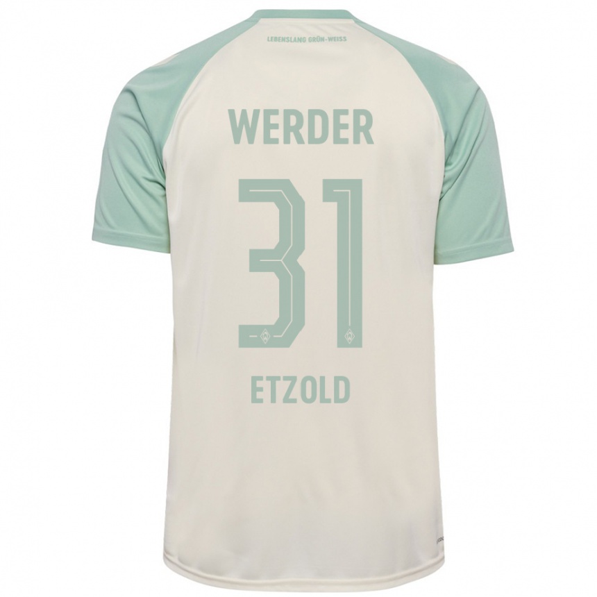 Men Football Hannah Etzold #31 Off-White Light Green Away Jersey 2024/25 T-Shirt Canada