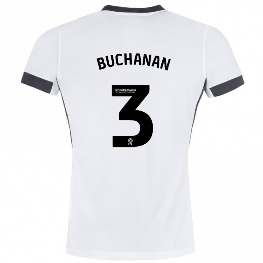 Men Football Lee Buchanan #3 White Black Away Jersey 2024/25 T-Shirt Canada