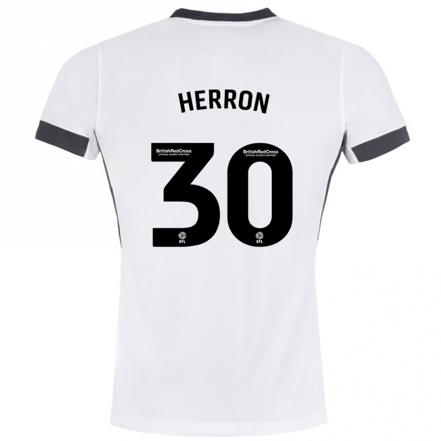 Men Football Neve Herron #30 White Black Away Jersey 2024/25 T-Shirt Canada