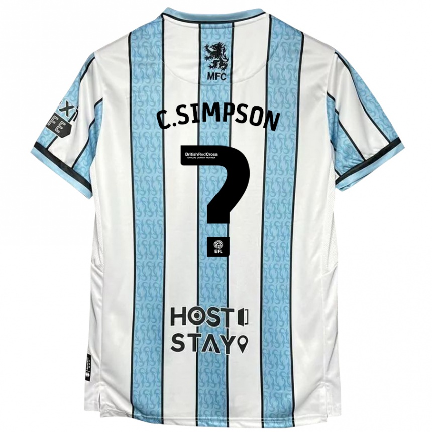 Men Football Cameron Simpson #0 White Blue Away Jersey 2024/25 T-Shirt Canada