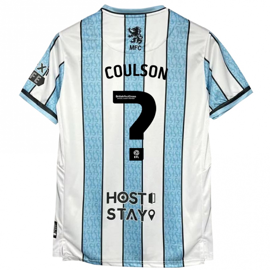 Men Football Frankie Coulson #0 White Blue Away Jersey 2024/25 T-Shirt Canada