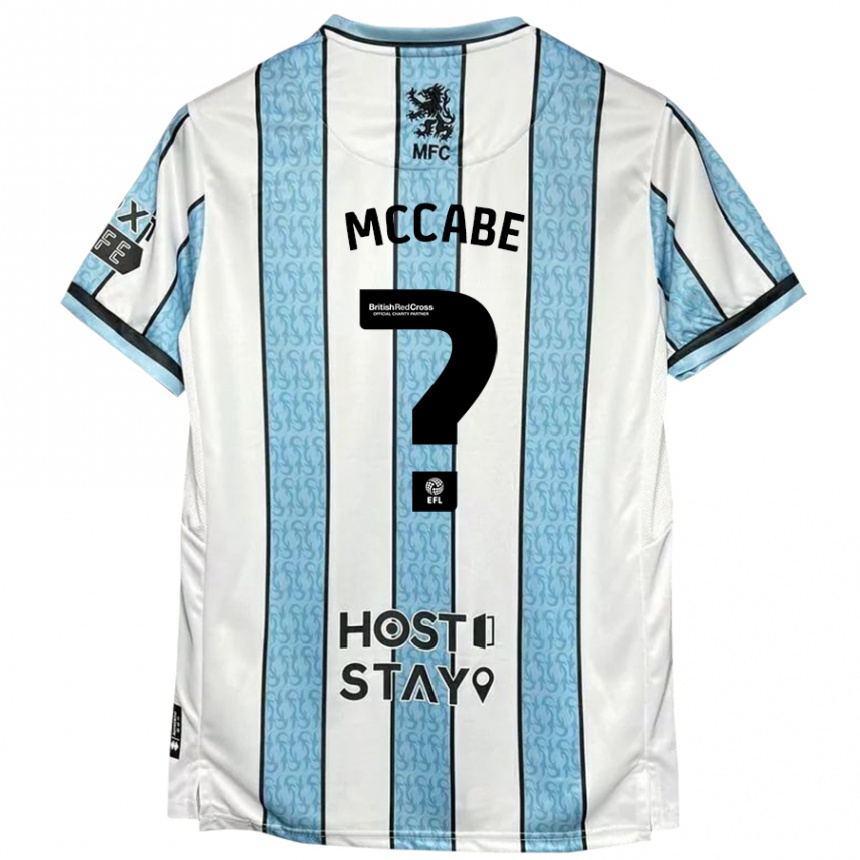 Men Football Iain Mccabe #0 White Blue Away Jersey 2024/25 T-Shirt Canada