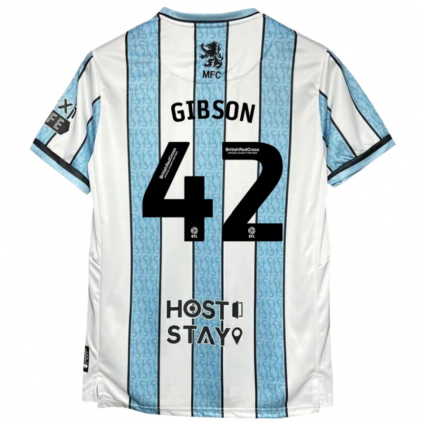 Men Football Joseph Gibson #42 White Blue Away Jersey 2024/25 T-Shirt Canada