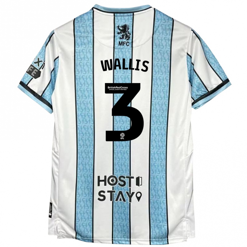 Men Football Emma Wallis #3 White Blue Away Jersey 2024/25 T-Shirt Canada