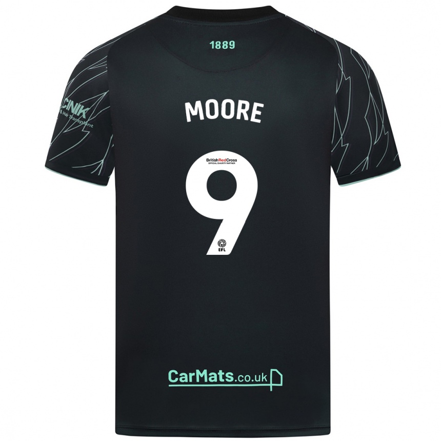 Men Football Kieffer Moore #9 Black Green Away Jersey 2024/25 T-Shirt Canada