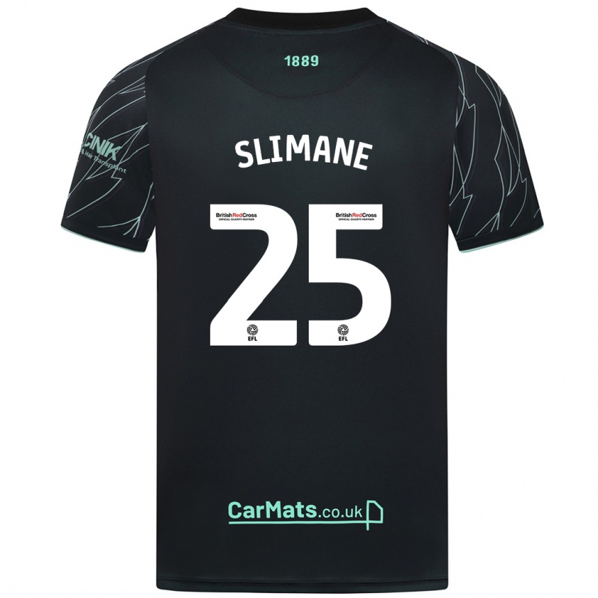 Men Football Anis Slimane #25 Black Green Away Jersey 2024/25 T-Shirt Canada