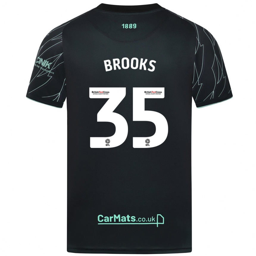 Men Football Andre Brooks #35 Black Green Away Jersey 2024/25 T-Shirt Canada