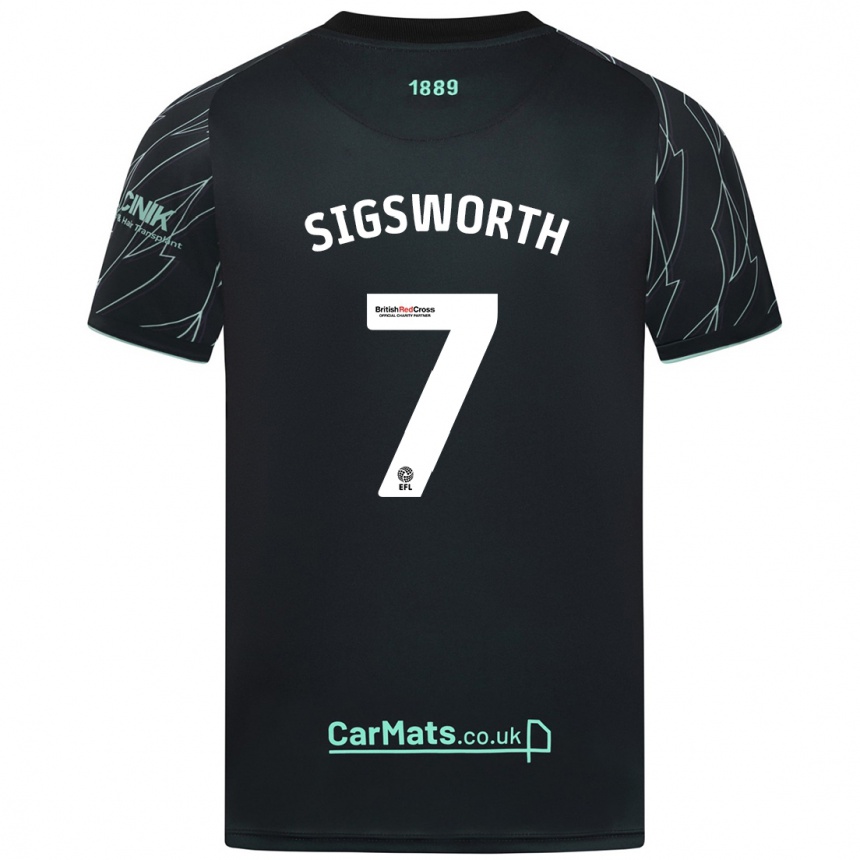 Men Football Jess Sigsworth #7 Black Green Away Jersey 2024/25 T-Shirt Canada