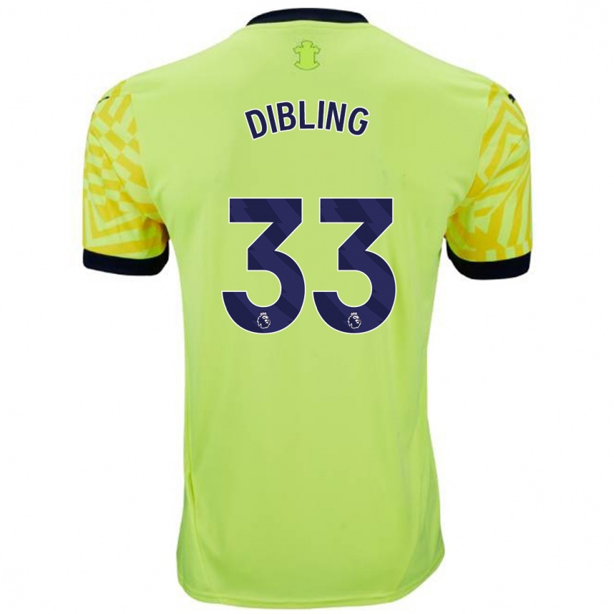 Men Football Tyler Dibling #33 Yellow Away Jersey 2024/25 T-Shirt Canada