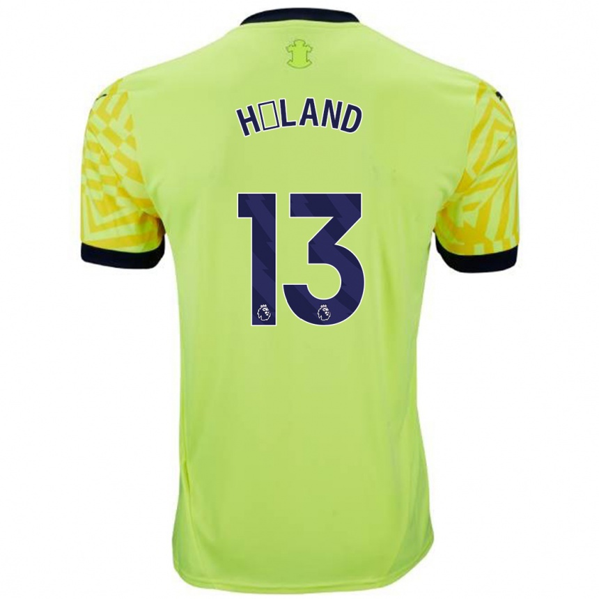 Men Football Benedicte Håland #13 Yellow Away Jersey 2024/25 T-Shirt Canada