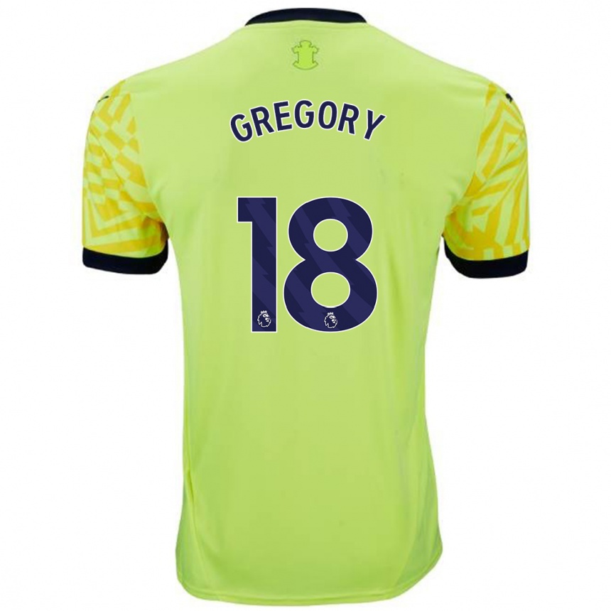 Men Football Freya Gregory #18 Yellow Away Jersey 2024/25 T-Shirt Canada