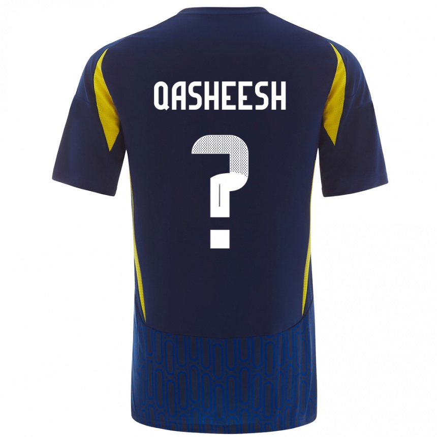 Men Football Majed Qasheesh #0 Blue Yellow Away Jersey 2024/25 T-Shirt Canada