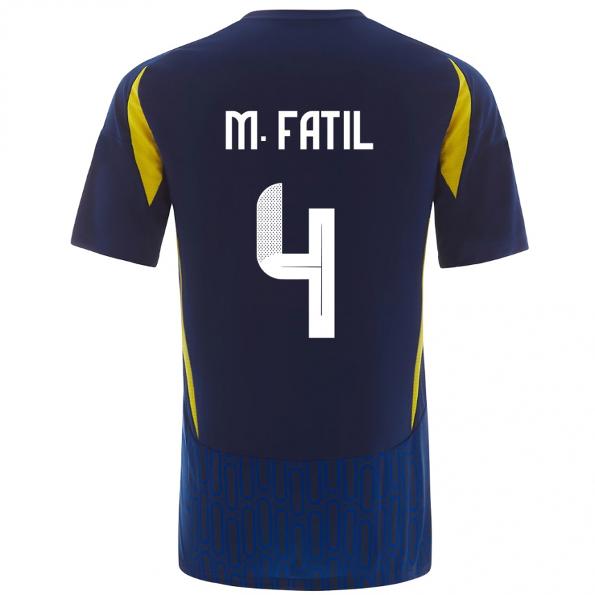 Men Football Mohammed Al-Fatil #4 Blue Yellow Away Jersey 2024/25 T-Shirt Canada