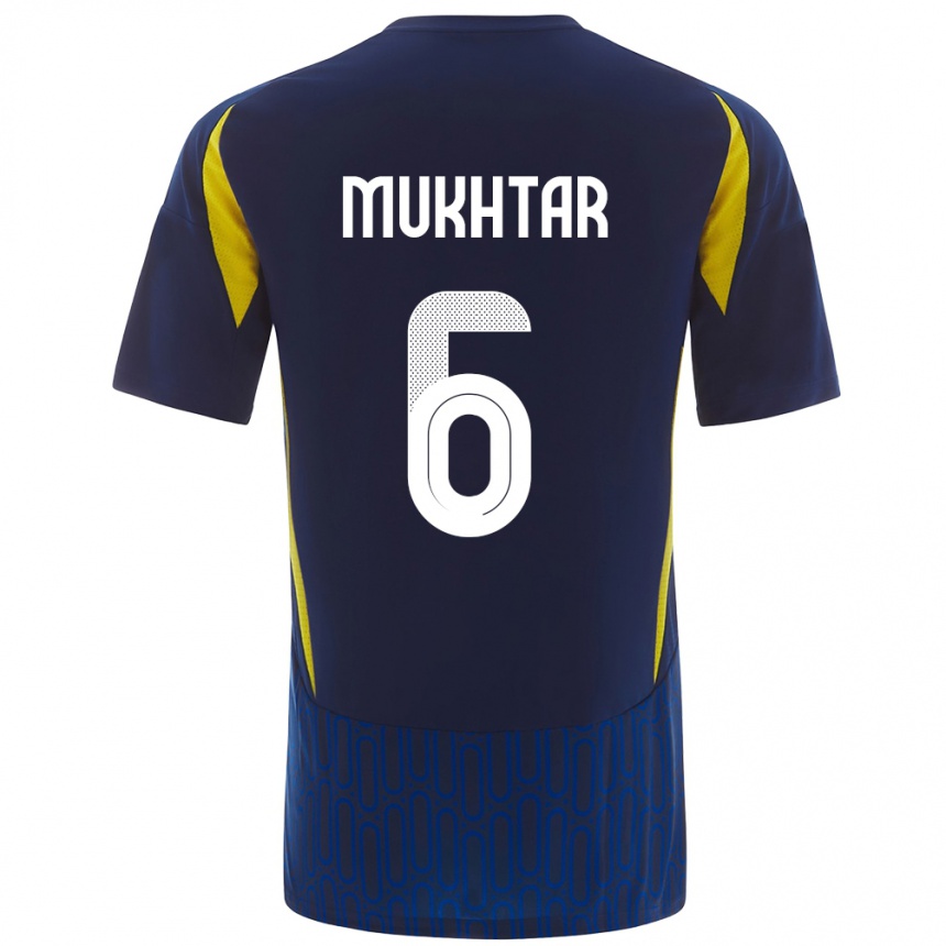 Men Football Mukhtar Ali #6 Blue Yellow Away Jersey 2024/25 T-Shirt Canada