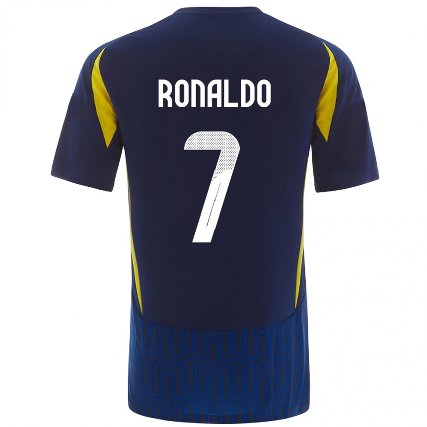 Men Football Cristiano Ronaldo #7 Blue Yellow Away Jersey 2024/25 T-Shirt Canada