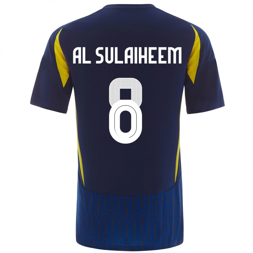 Men Football Abdulmajeed Al-Sulayhim #8 Blue Yellow Away Jersey 2024/25 T-Shirt Canada