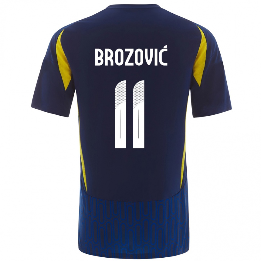 Men Football Marcelo Brozovic #11 Blue Yellow Away Jersey 2024/25 T-Shirt Canada