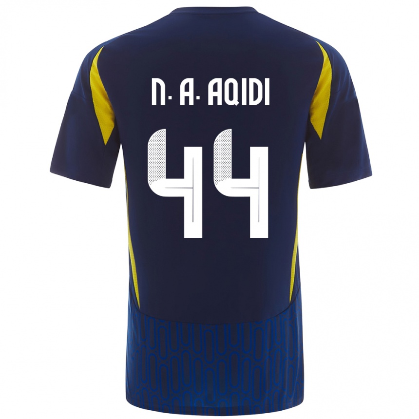 Men Football Nawaf Al-Aqidi #44 Blue Yellow Away Jersey 2024/25 T-Shirt Canada