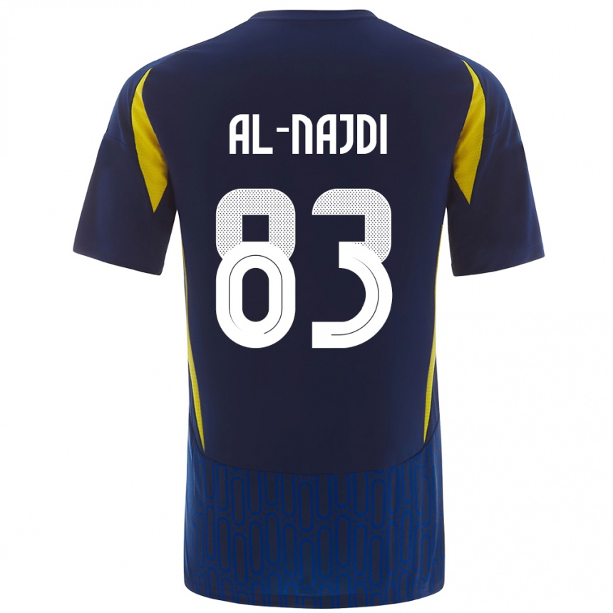 Men Football Salem Al-Najdi #83 Blue Yellow Away Jersey 2024/25 T-Shirt Canada