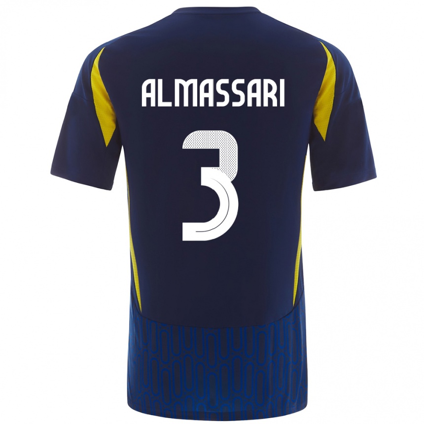 Men Football Wadha Almassari #3 Blue Yellow Away Jersey 2024/25 T-Shirt Canada