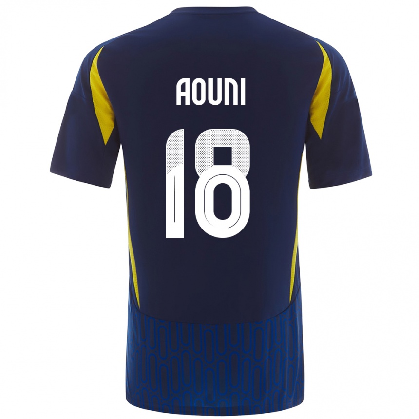 Men Football Samia Aouni #18 Blue Yellow Away Jersey 2024/25 T-Shirt Canada