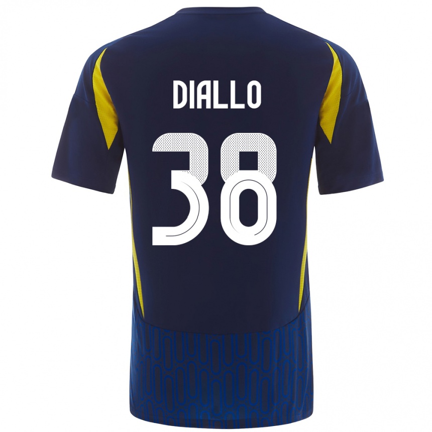 Men Football Aminata Diallo #38 Blue Yellow Away Jersey 2024/25 T-Shirt Canada