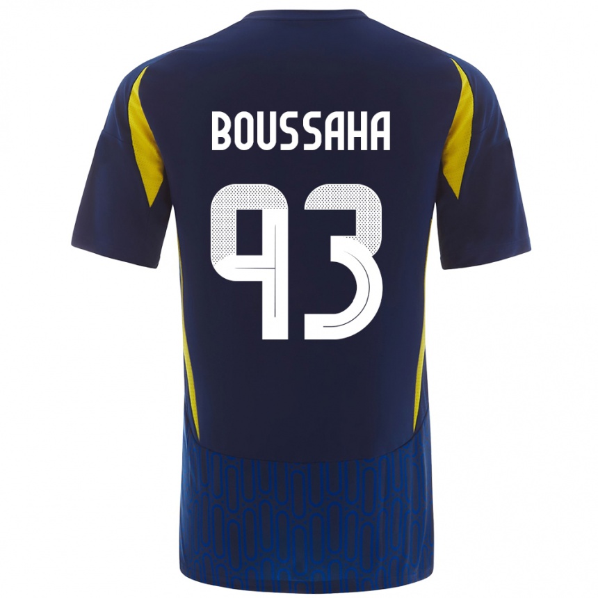 Men Football Lina Boussaha #93 Blue Yellow Away Jersey 2024/25 T-Shirt Canada