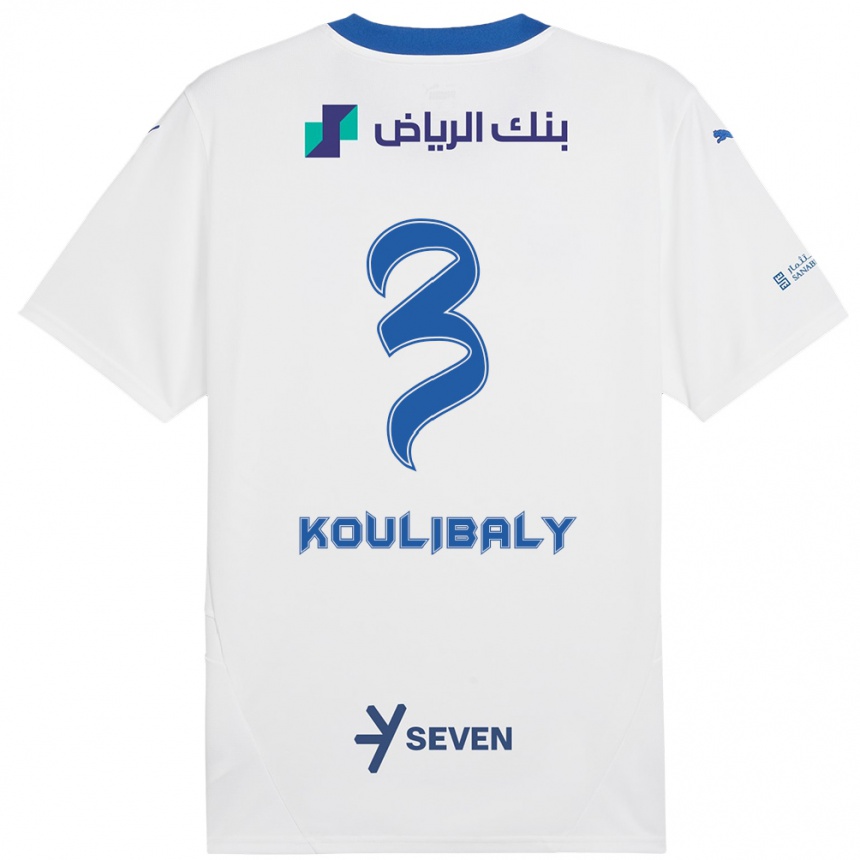 Homme Football Maillot Kalidou Koulibaly #3 Blanc Bleu Tenues Extérieur 2024/25 Canada