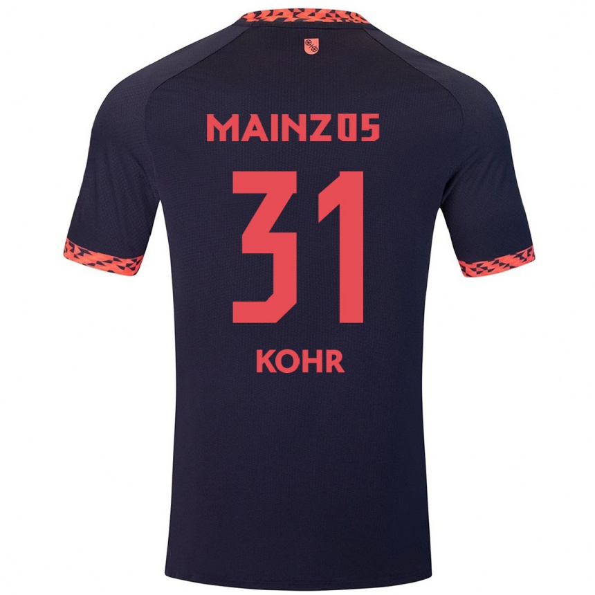 Men Football Dominik Kohr #31 Blue Coral Red Away Jersey 2024/25 T-Shirt Canada