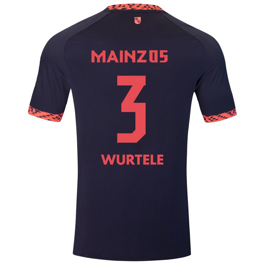 Men Football Fabienne Würtele #3 Blue Coral Red Away Jersey 2024/25 T-Shirt Canada