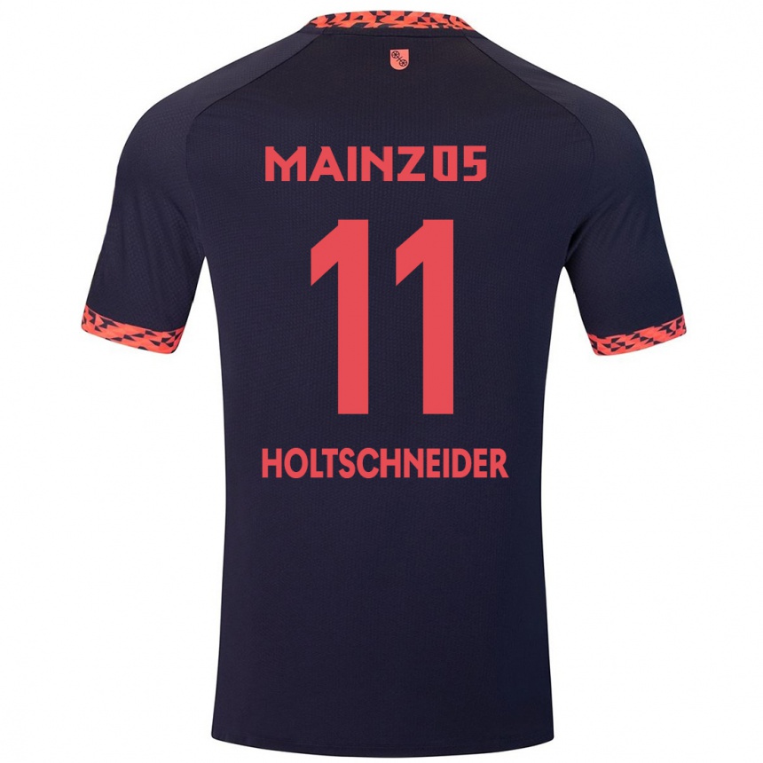 Men Football Hannah Holtschneider #11 Blue Coral Red Away Jersey 2024/25 T-Shirt Canada