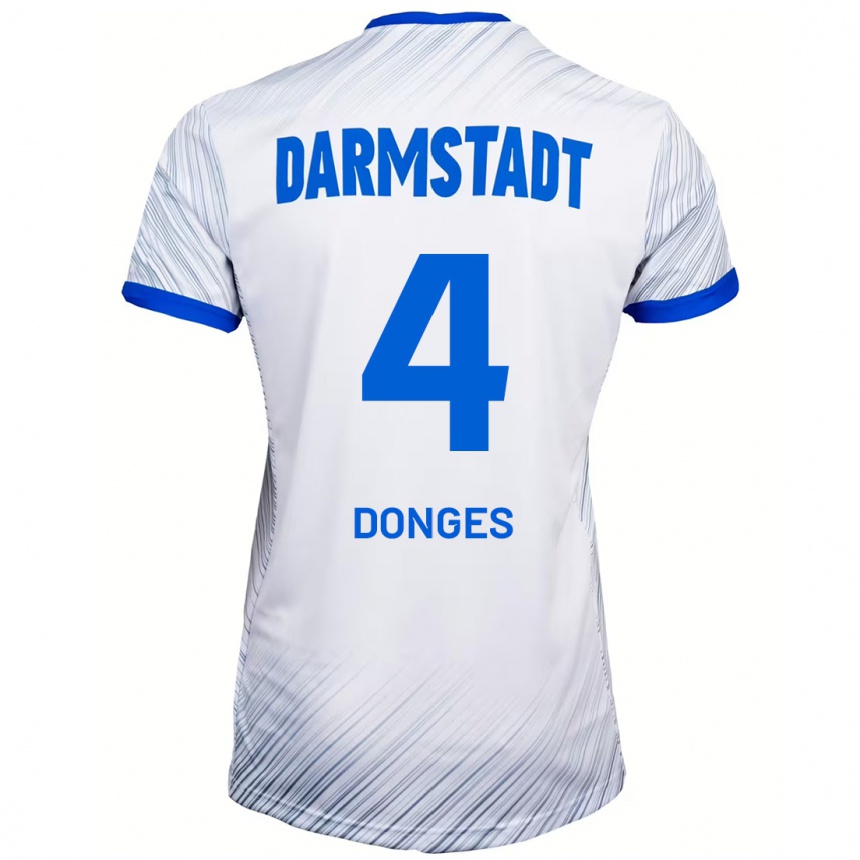 Men Football Julian Donges #4 White Blue Away Jersey 2024/25 T-Shirt Canada